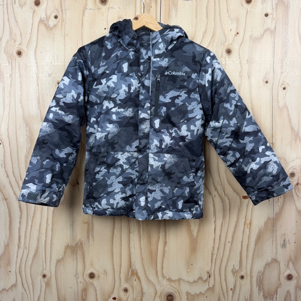 Columbia Jacket Boys Small 8 Gray Camo Insulated Lightning Lift IV Puffer Hood